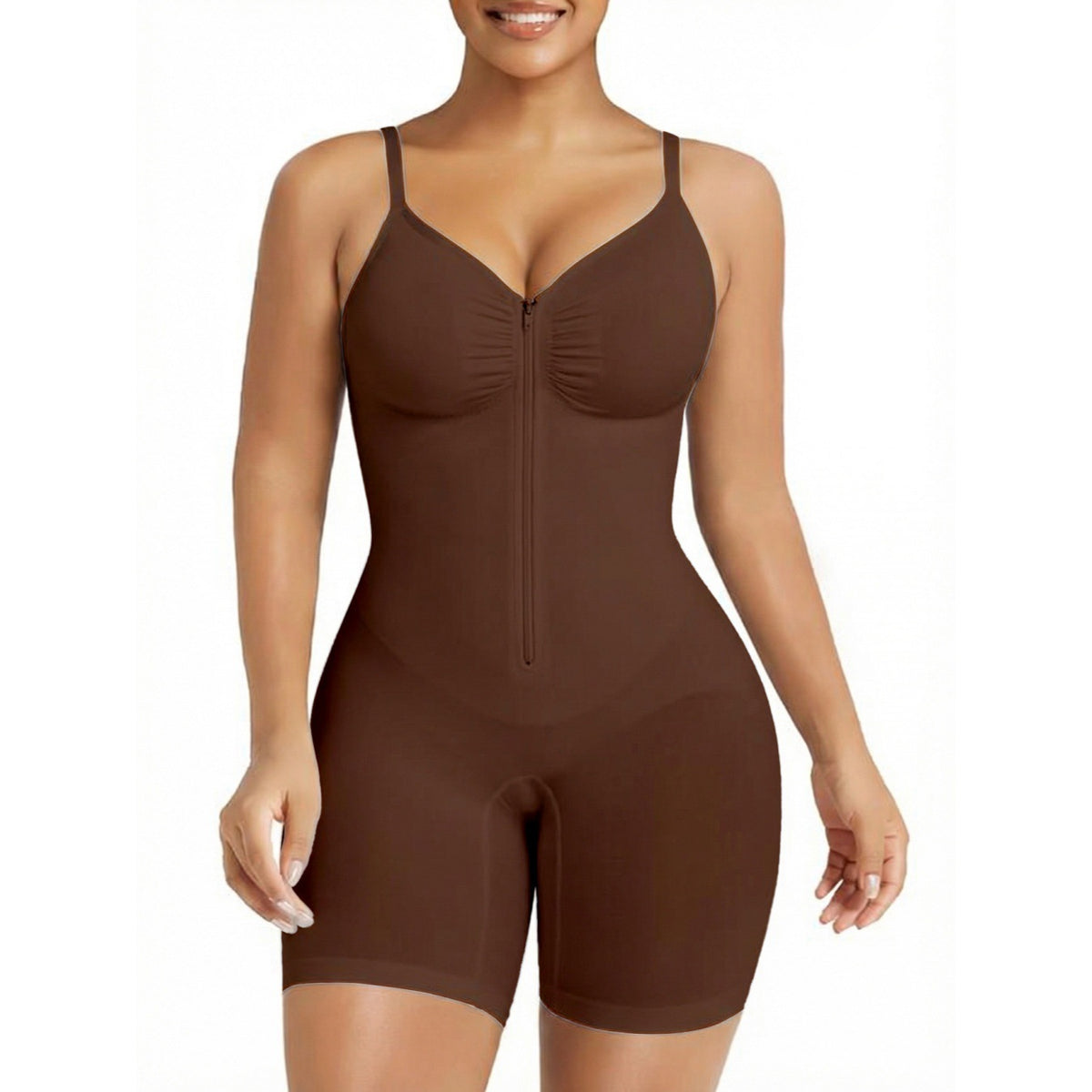 Feel Good Girl Define shaping bodysuit in Brown — front view